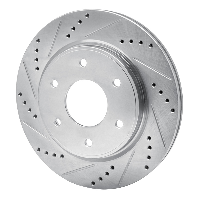 Infiniti QX56 Brake Rotor (1) - Front Left - R1 Concepts - Drilled & Slotted - Silver - `05-`07